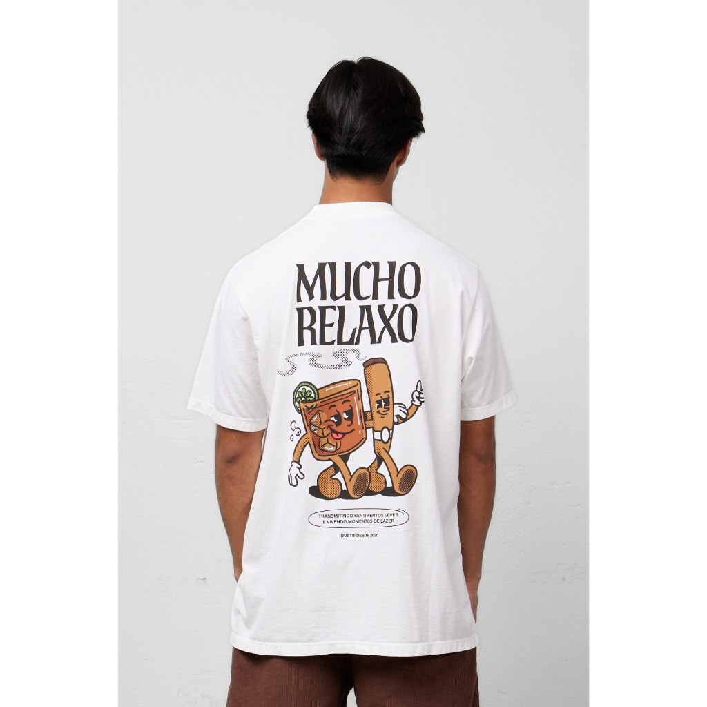 Camiseta Mucho Relaxo Streetwear Oversized Estampada 100% Algodão 20.1 Premium Dust Company