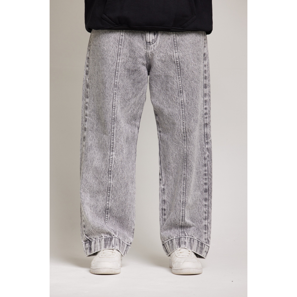 Calça Jeans Wide Leg Mármore Cinza Unissex 100% Algodão Baggy Reta Streetwear The Dust Company