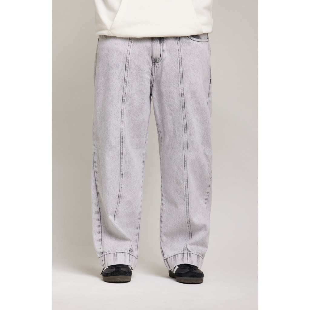 Calça Jeans Wide Leg Gelo Branca Unissex 100% Algodão Baggy Reta Streetwear The Dust Company