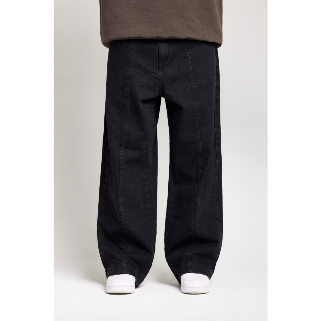 Calça Wide Jeans Dark Preta Streetwear Reta Wide Leg Baggy Dust Company