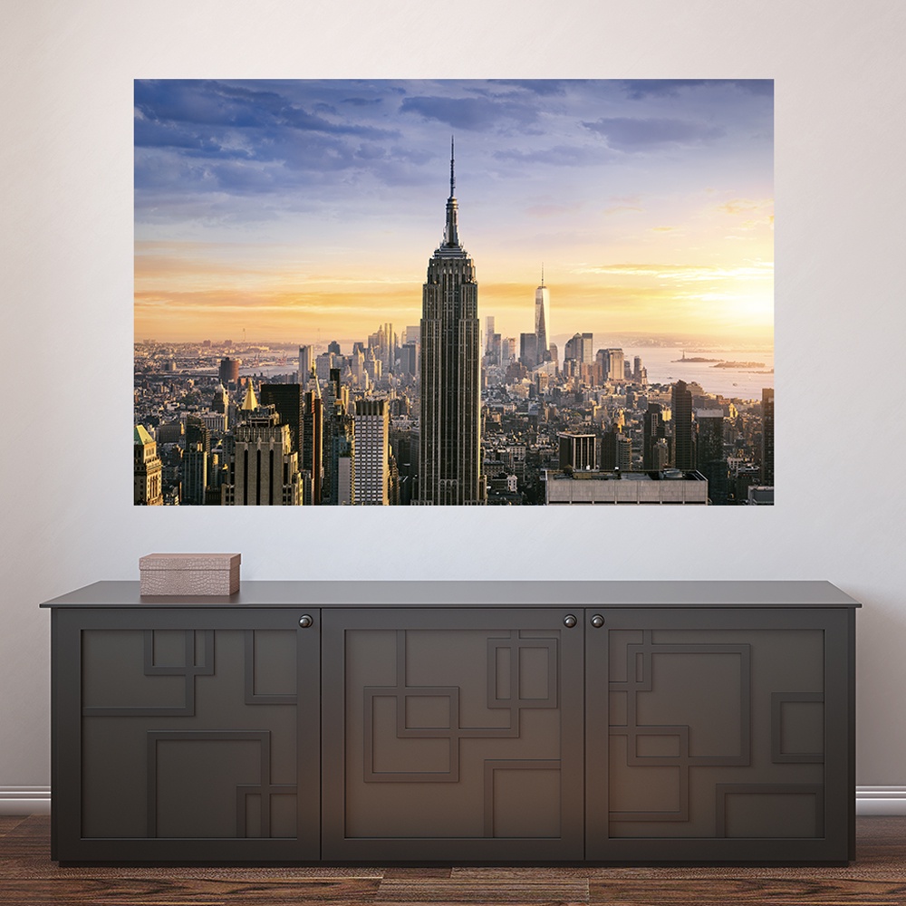 Painel Adesivo Decorativo de Parede Empire State Building New York Mundo Casa Sala Quarto - 836pn