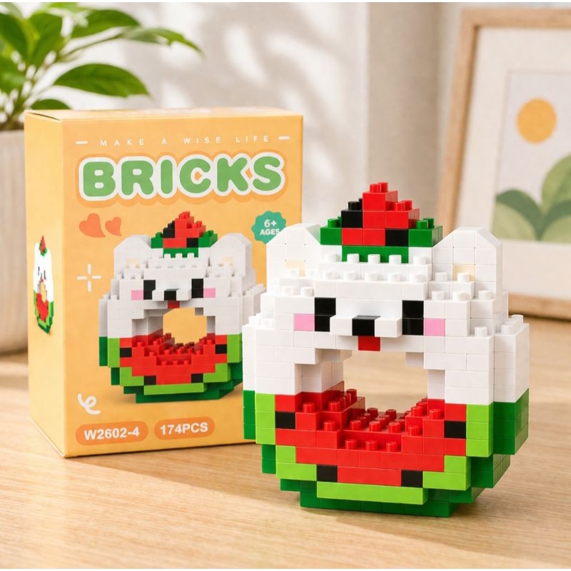 Blocos de Montar Donuts 174 Peças Mini Building Block Melancia Decorativo Criativo Presente Infantil Adulto Colecionável