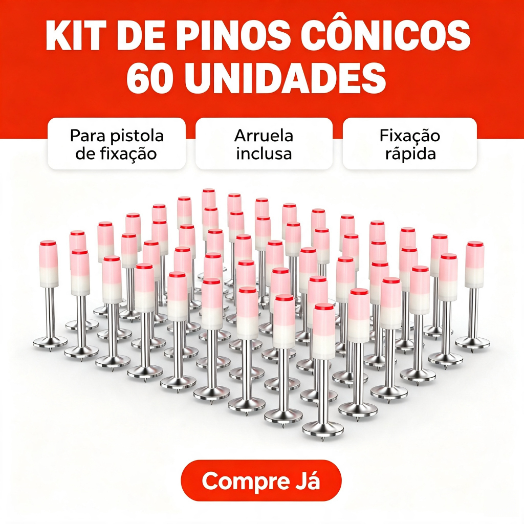 Kit 60/120 Pinos 27mm para Pistola de Fixação Finca Pino com Arruela Cônica Fixing Gun Nails Straight Fixing Pin