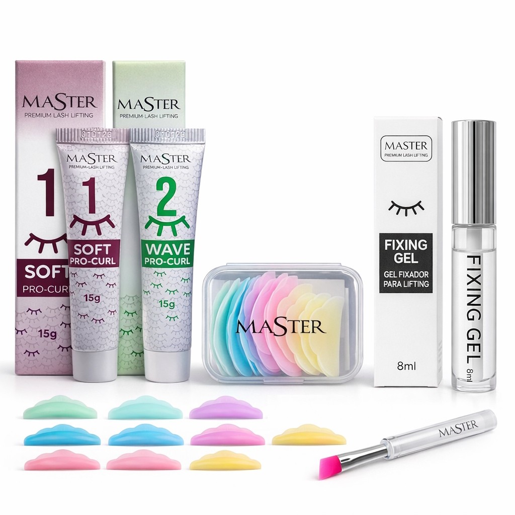 Kit Lash Lifting e Brow Lamination Master Completo Step 1 e 2 Molde Nuvem Fixing Gel Pincel Silicone