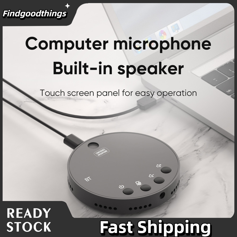 Findgoodthings-br Desktop USB Conferência Viva-voz Microfone BT 360° Omnidirecional Condensador Plug & Play PC
