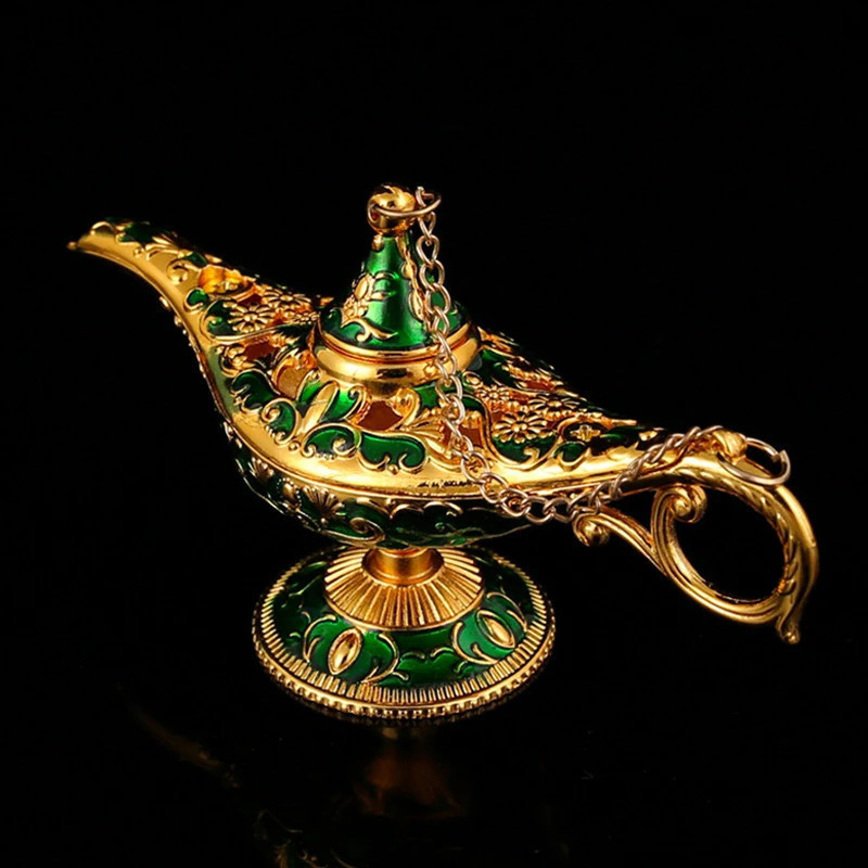 Aladdin Lamp Decoração Casa Vintage Européia Russa Desejos Metal Artesanato