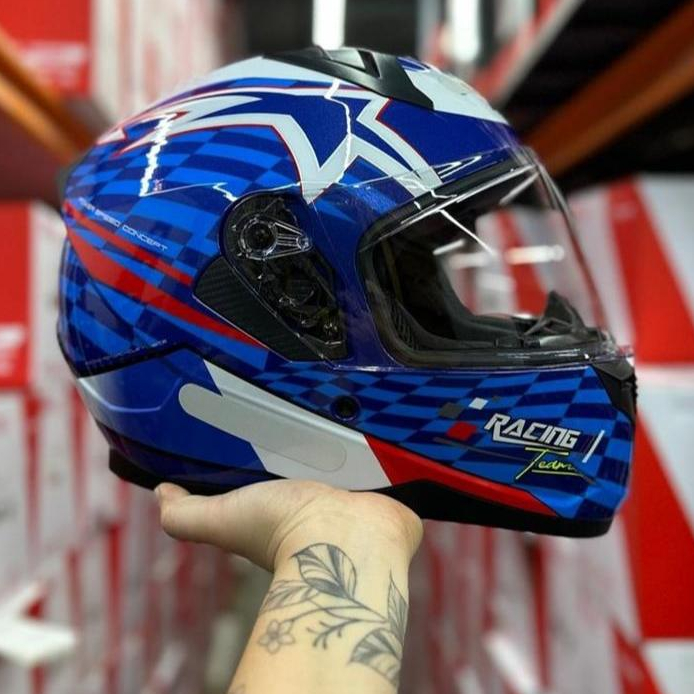 CAPACETE RACE TECH SECTOR GRID FRANÇA GRAND PRIX PROMOÇÃO VISEIRA CRISTAL + VISEIRA COLORIDA