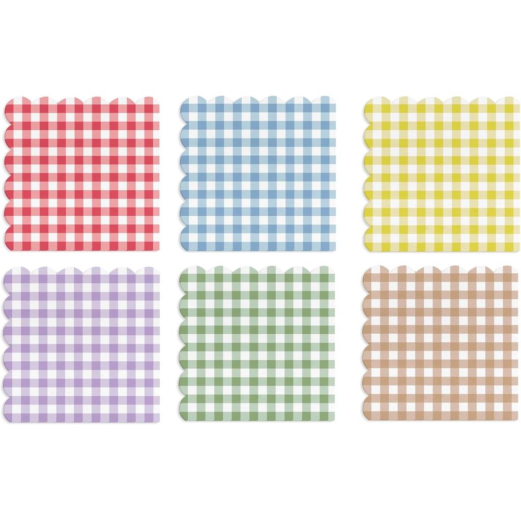 120PCS Grid Paper Napkins - 6 Colorful Gingham Patterns Disposable Scalloped Edges Hand Towels for Bathroom, Dinner, Pic