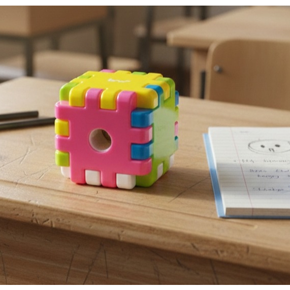 Apontador Com Depósito Tetris Grids Divertido - 12 Unidades Multi Colorido