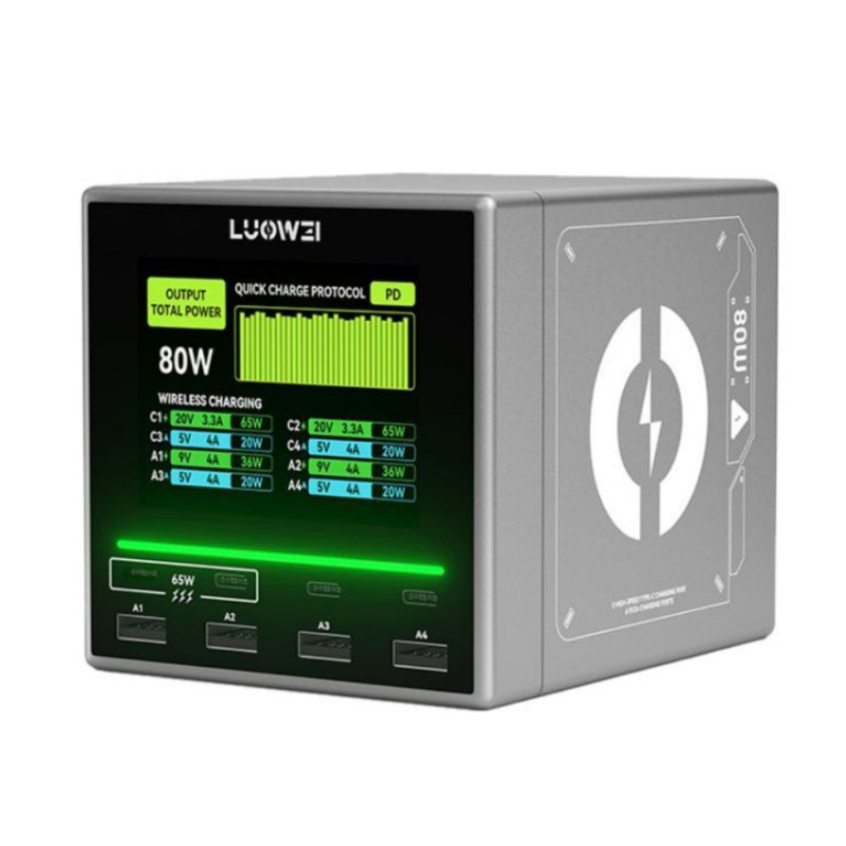 Carregador Inteligente 8 Portas  Estação de Carregamento Usb/Usb-C Smart 80W