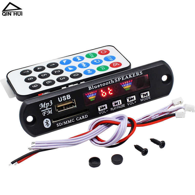 Placa de decodificação MP3 Bluetooth DC12V, tela colorida, chamada mãos-livres, placa-mãe, disco U, cartão SD, reproduto