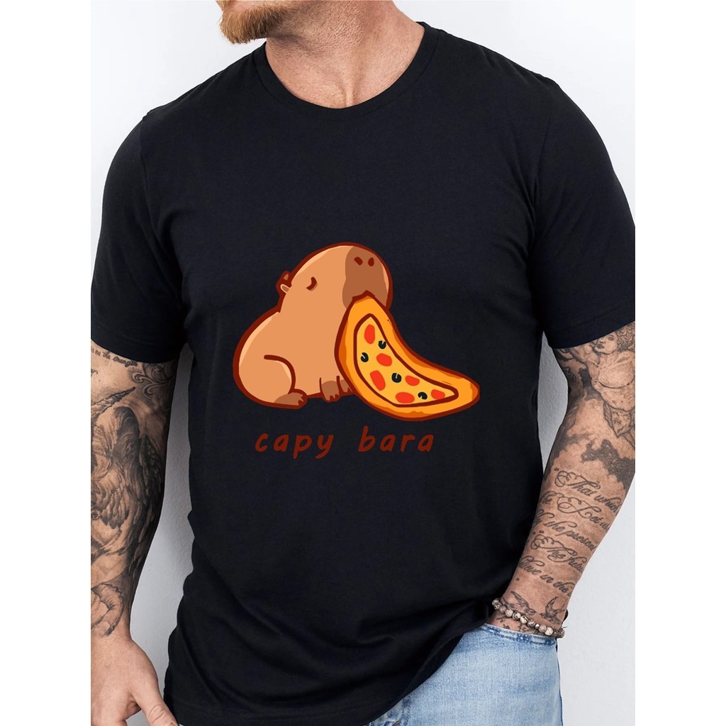 Camisa Camiseta Unissex Premium Plus size Capybara Graphic Print Básica Oversized 100% Algodão Confecção Própria Premium