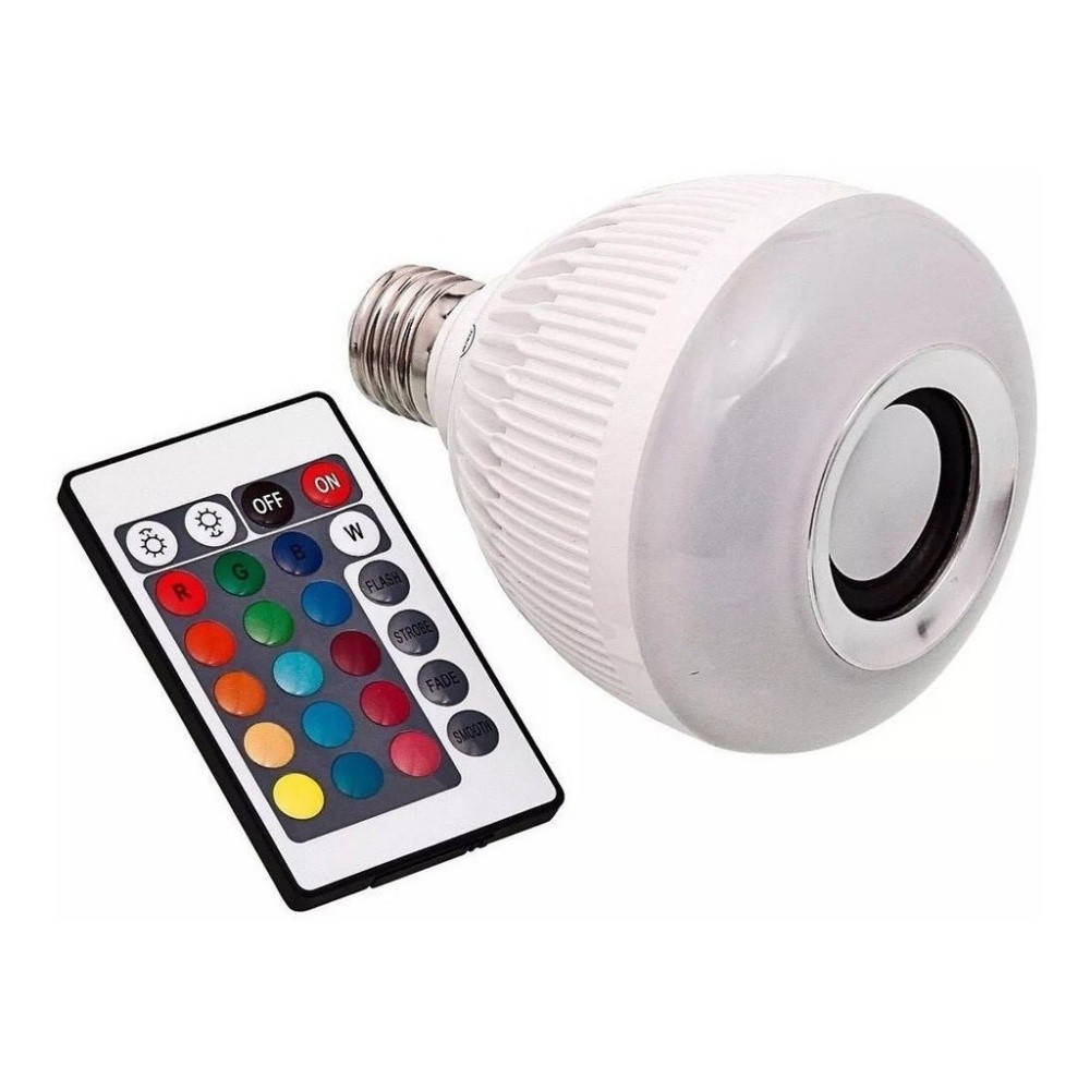 Lampada Musical LED RGB Bluetooth Com Controle Remoto E27 12W Forte
