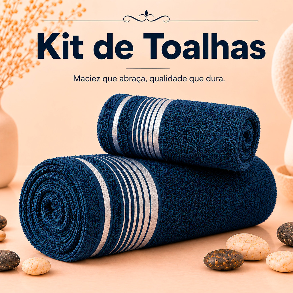Kit 2 Toalhas Coleção Lara 100% Algodão Macia Alta Absorção
