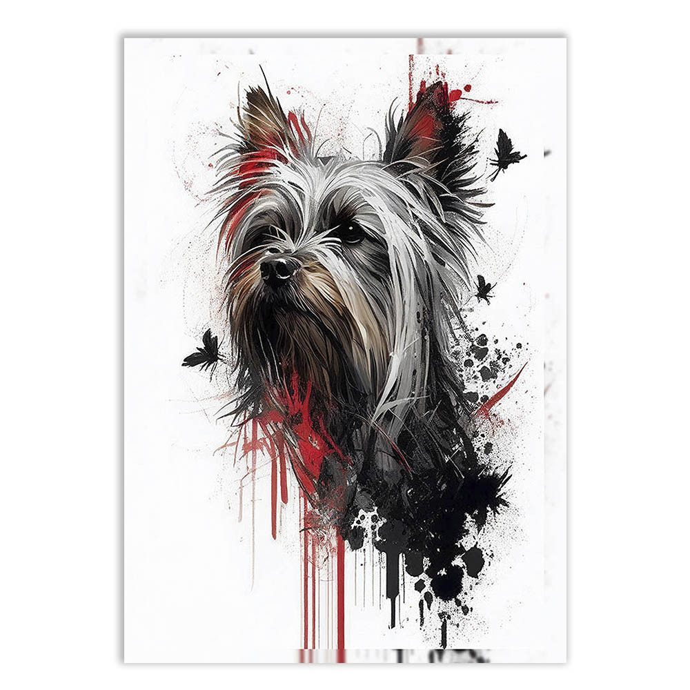 Placa Decorativa Cachorro Yorkshire Terrier Ilustração Decoração Poster