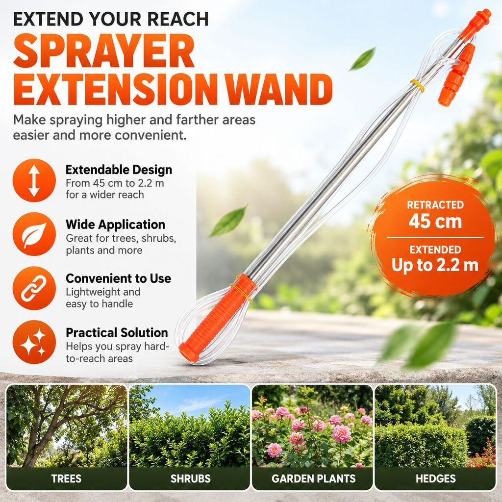 PAWI Stainless Steel Hand Pressure Spray Rod Garden Pesticide Sprayer Adjustable Outdoor Sprayer 45cm/55cm