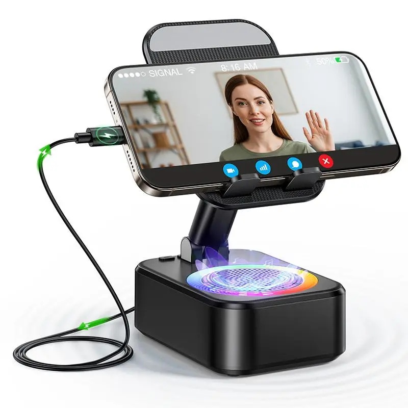 5 Em 1 Sem Fio Bluetooth Alto-Falante Indução Som LED Night Light Telefone Suporte 5.3 Conectividade Para iPhone/Android