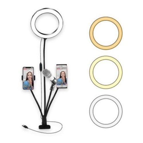 🔥🔥🔥 Ring Light 20cm 4 Em 1  C/ Suporte Celular Tablet 8 Pol MicrOFONE LED  SELFI CELUALR P/XIAOMI IPHONE