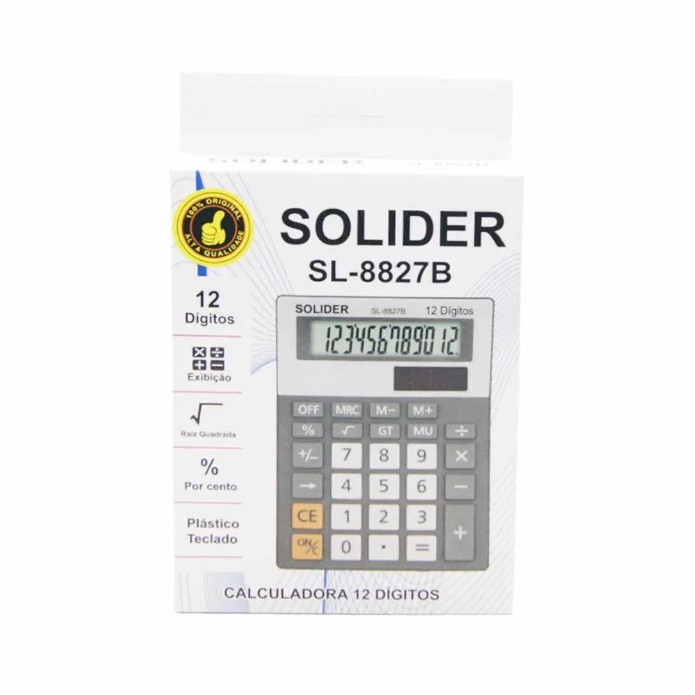 Calculadora de Mesa 12 Dígitos SL8827B Solider - UN