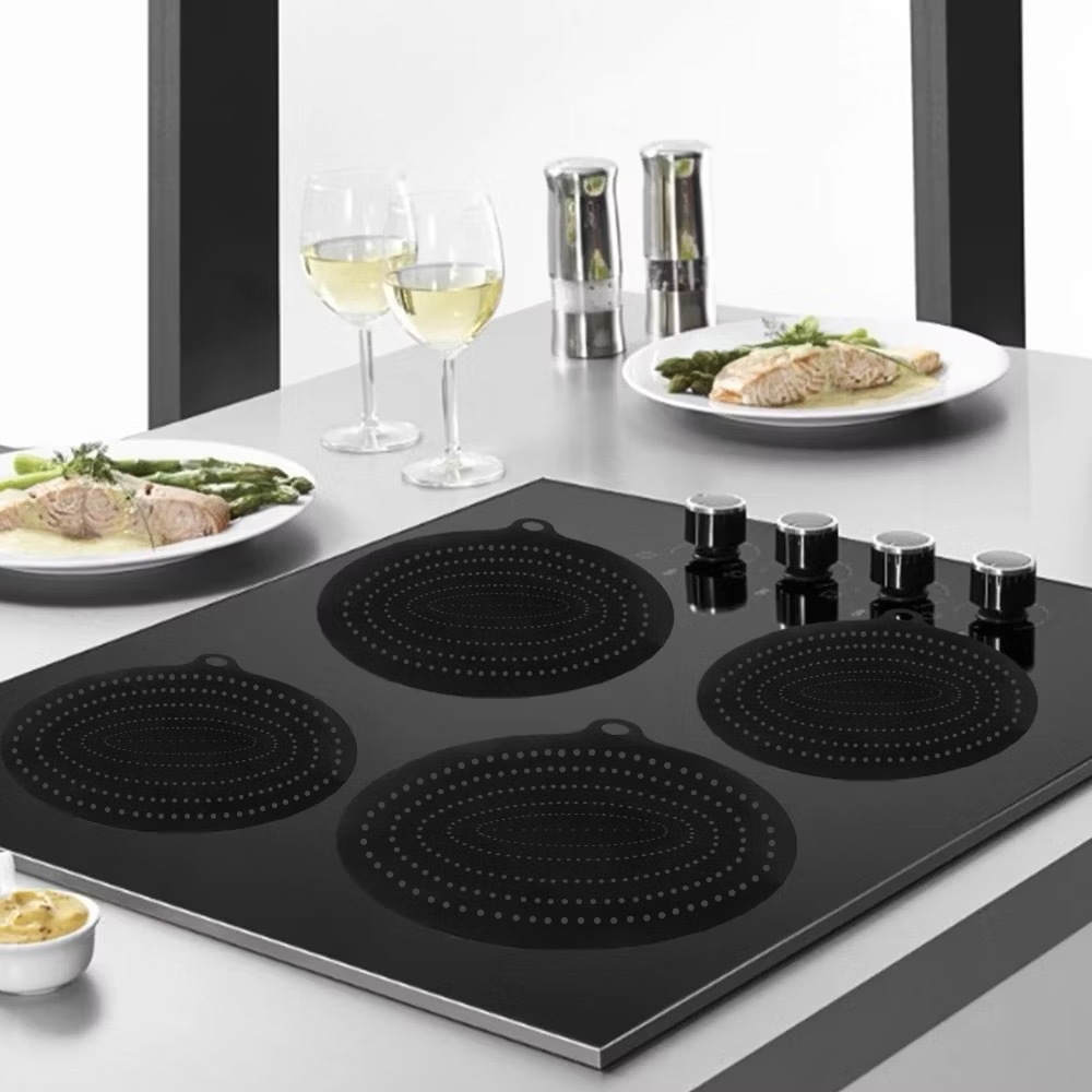 Conjunto 4 Almofadas de Silicone 22cm para Fogão de Indução e Air Fryer - vermelho