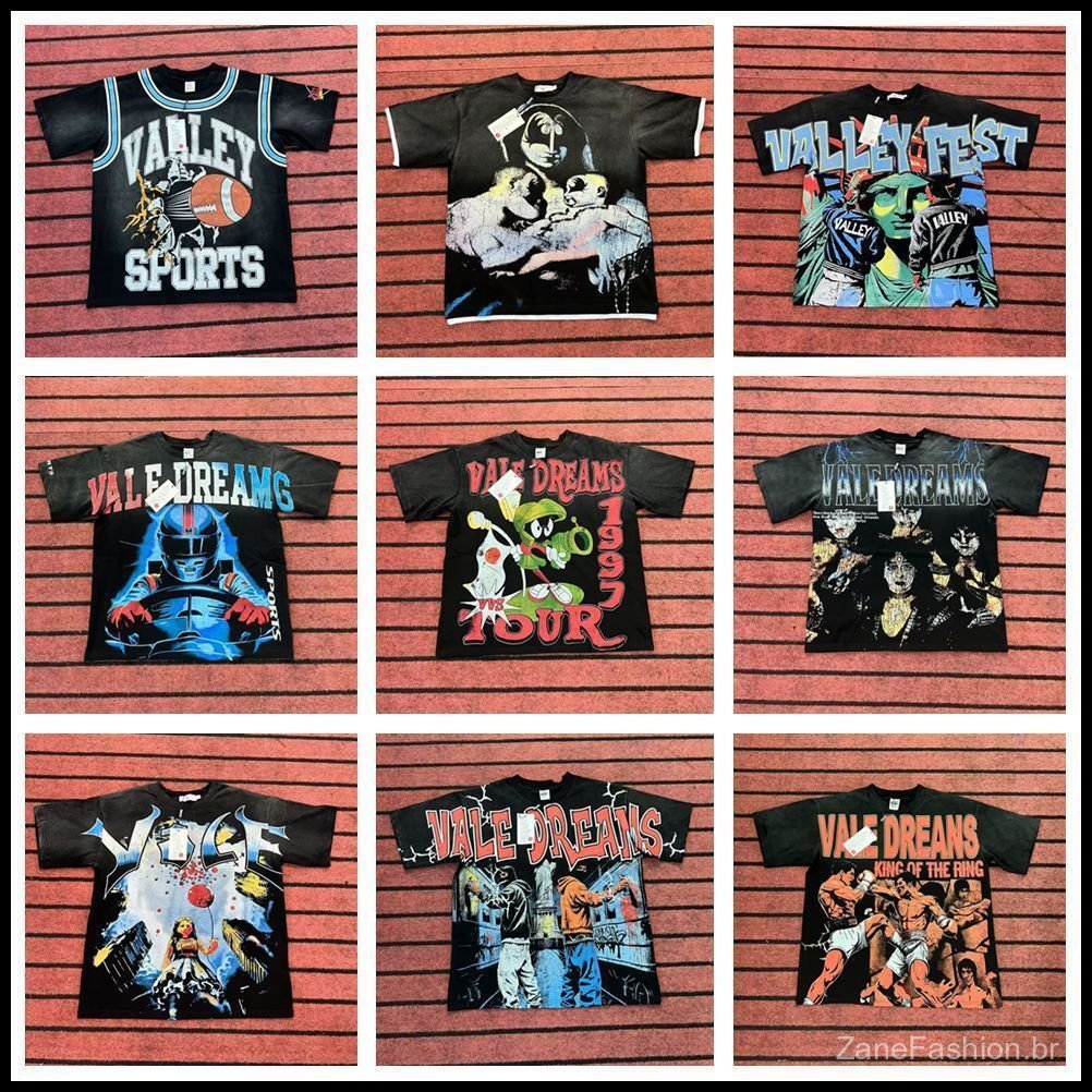 Vale Forever Valley Sport Camiseta Unissex Lavada Estampa Vintage Americana Wasteland Streetwear