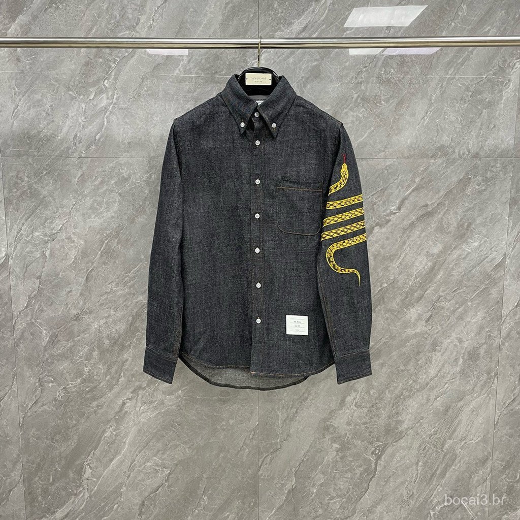 4OWW 25Spring new snake-pattern embroidered jacket shirt, stylish business casual versatile trendy piece