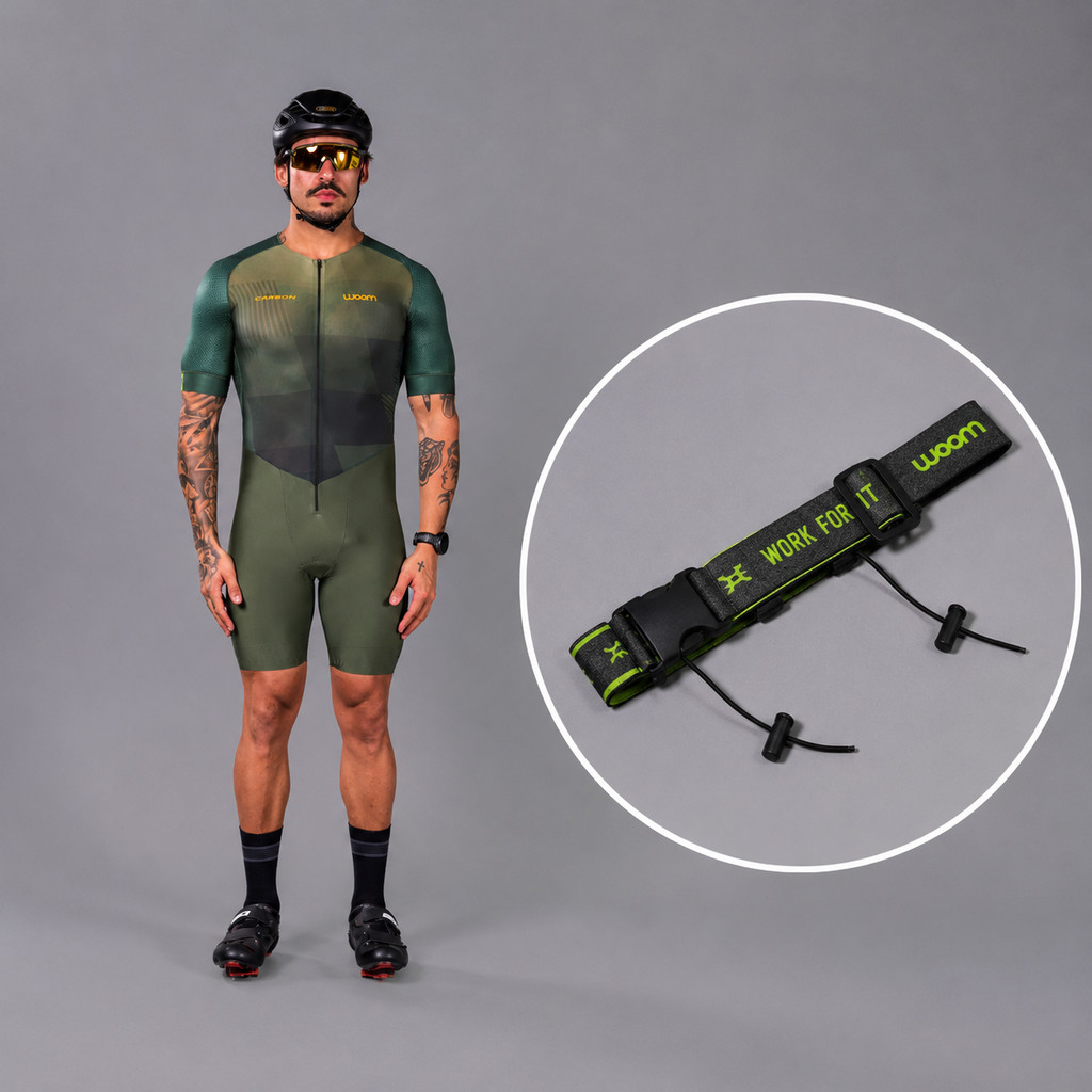 Macaquinho Triathlon com manga Carbon Phantom Masculino  + Porta Número