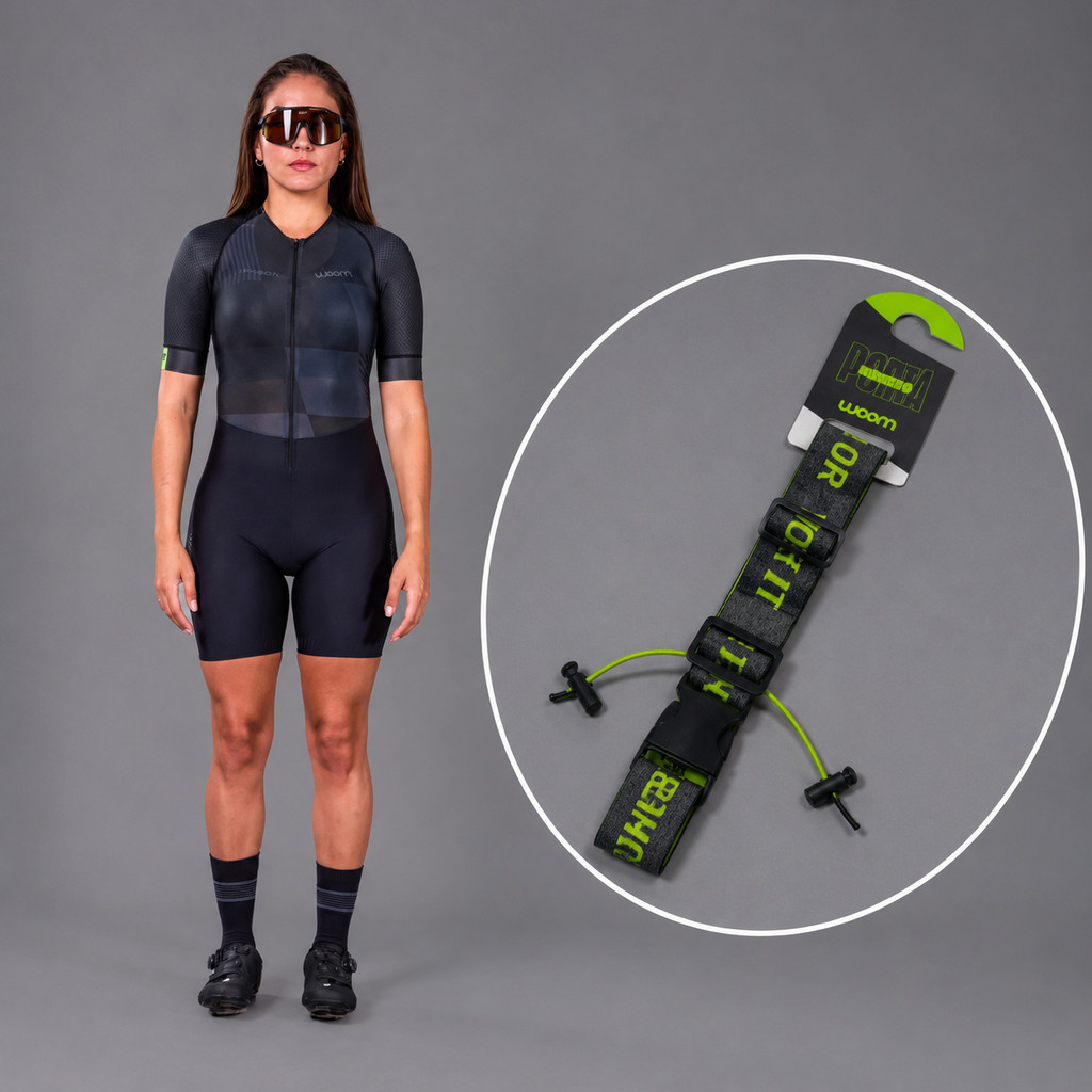 Macaquinho Triathlon com manga Carbon Phantom Feminino + Porta Número