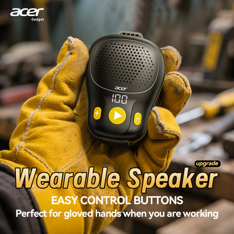 Caixa de som Bluetooth Acer OSK248 com microfone, mini design clip-on portátil, bateria com 17 horas de duração, item