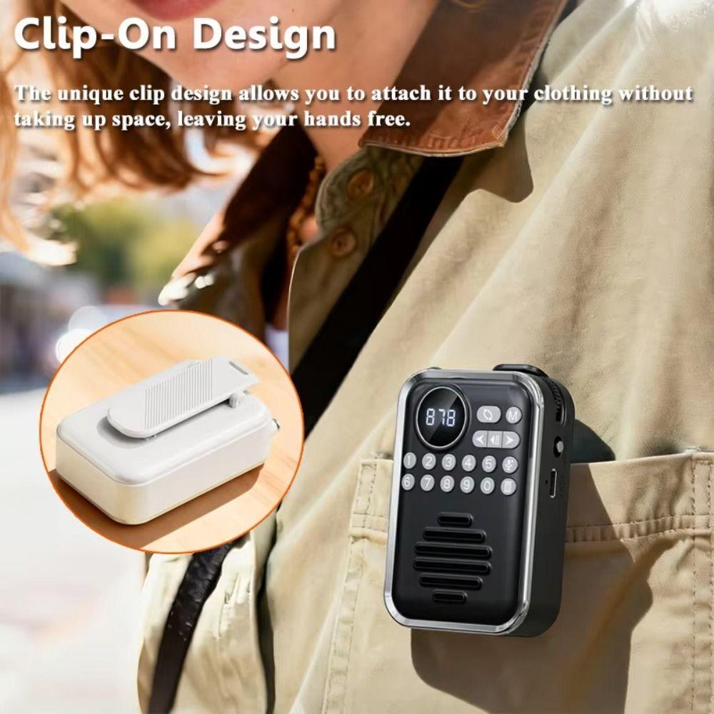 Alto-Falante Bluetooth Com Rádio Clip-On AYOMIR , Sem Fio Display HD De Bateria De 400mAh , Digital