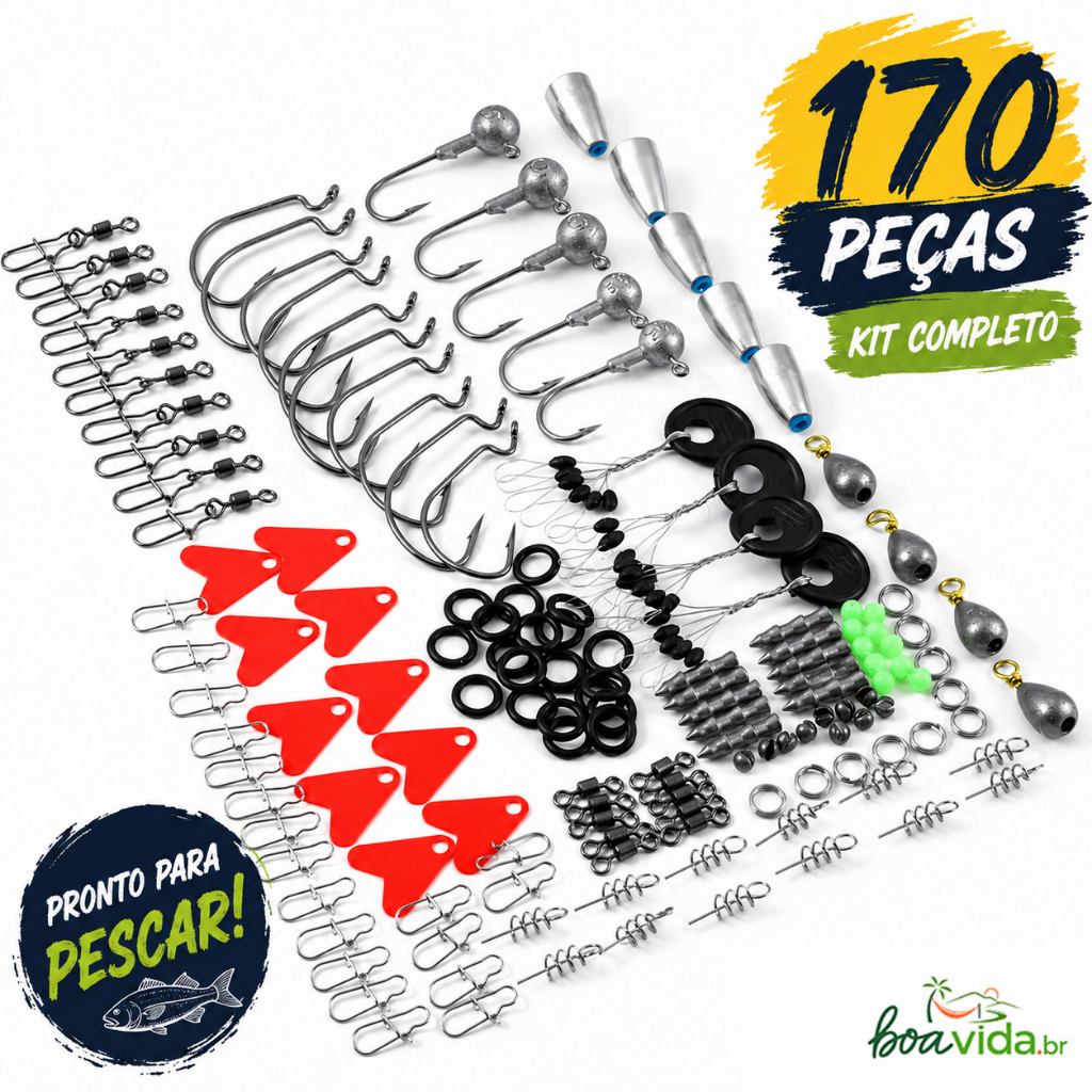 170pcs Fishing Accessories Kit with Fishing Box Fish Hooks Swivels Sinkers Outdoor Fishing Accessories Set Gifts for Men