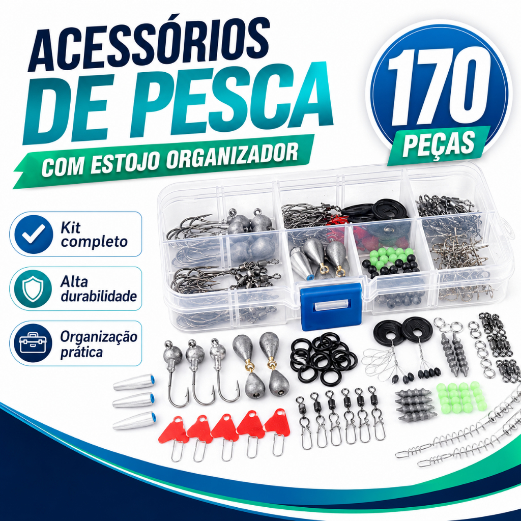 170pcs Fishing Accessories Kit with Fishing Box Fish Hooks Swivels Sinkers Outdoor Fishing Accessories Set Gifts for Men