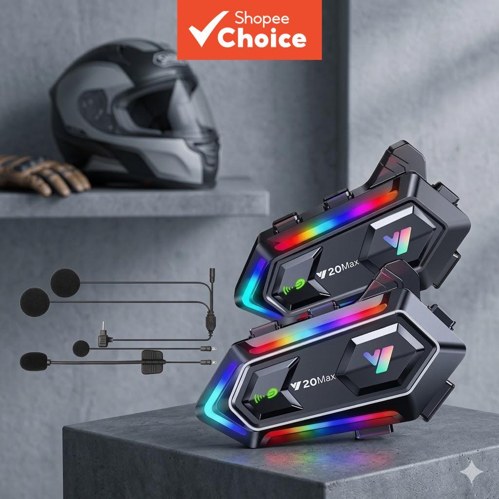 Y20 MAX Capacete De Motocicleta Bluetooth Headset Intercom RGB Light Mixing V5.3 1000mAh Bateria Pro