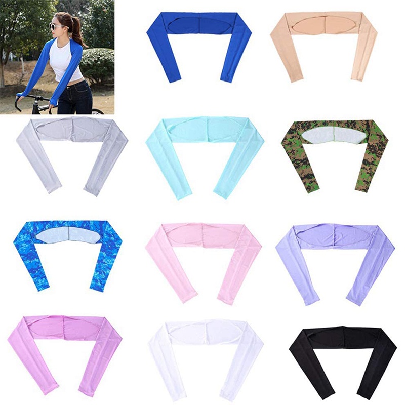 1Pair Cooling Shawl Mangas De Braço Com Buraco De Dedo Mulher Proteção Solar Golf Shrug
