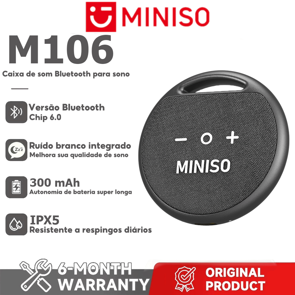 1 ano de MINISO M106 Bluetooth Sleep Speaker Bluetooth Versão 6.0 Ruído branco integrado melhora a qualidade do