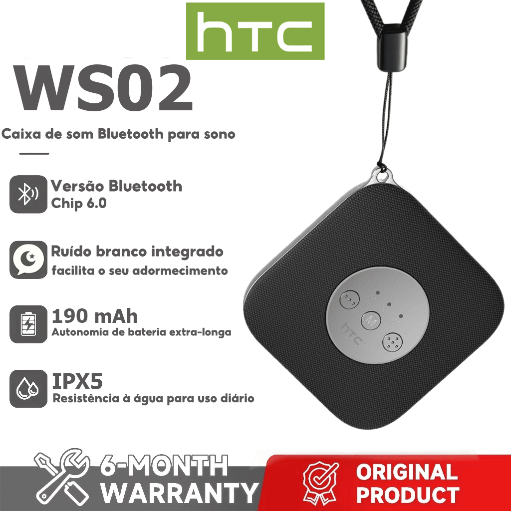 um ano HTC WS02 Bluetooth Sleep Speaker Bluetooth 6.0 Ruído branco integrado Sleep Aid HiFi Qualidade de som