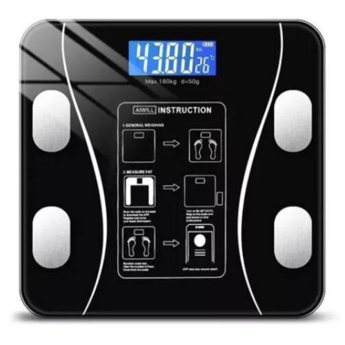 Balança Bioimpedância Digital 140kg Bluetooth 12 Medidas Gordura Corporal Massa Muscular App Preta