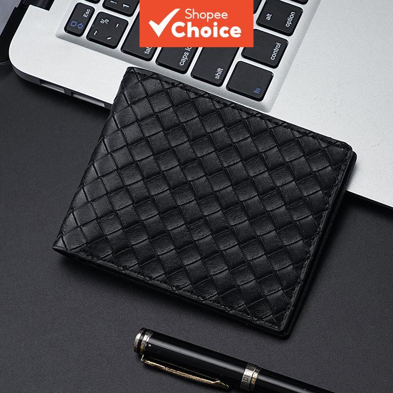 Carteira Bifold Masculina Textura Tecido Business Casual Armazenamento Multifuncional