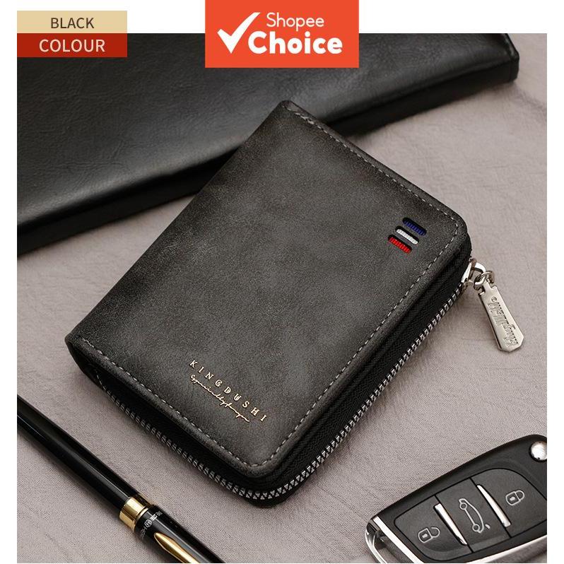 Carteira Vertical Masculina Business Retro Multi-card Zipper Coin Purse