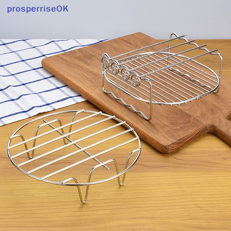 ooo Stainless Steel Airfryer Double Layer Rack with Skewers and Baking Tray uuu