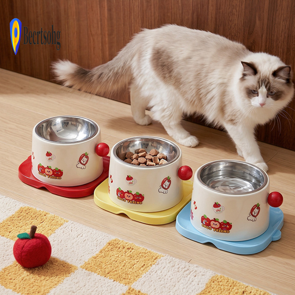 Non Slip Cat Feeding Dish 350ml Stainless Steel Pet Feeder Bowl with Detachable Liner – Slow Wet Food Tray for Cats an