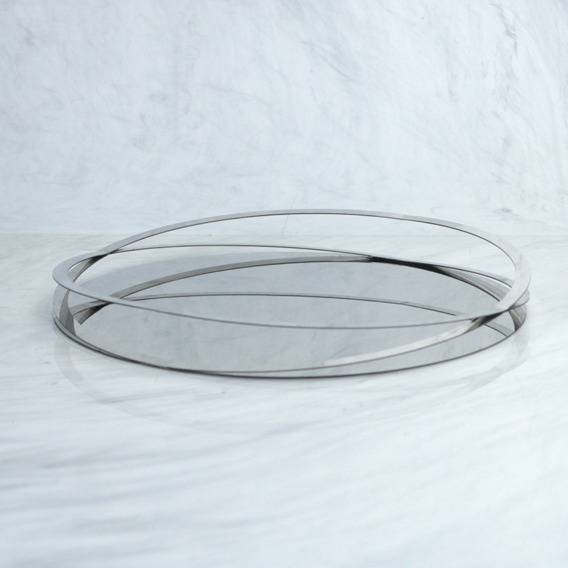ZLFM Modern, minimalist silver tray for display, suitable for restaurants and hotels, stainless steel mirror-finish art