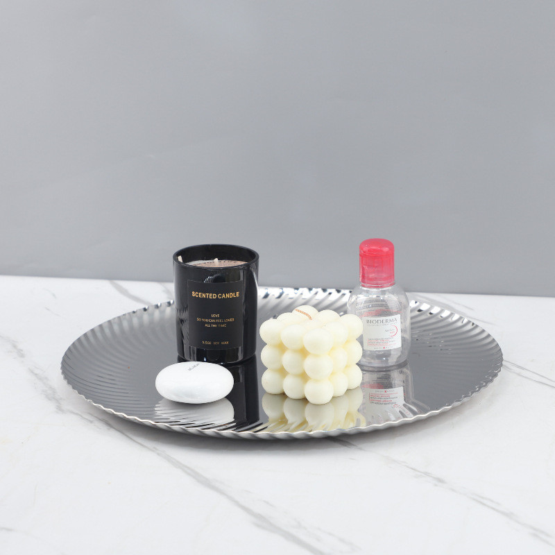 FGKJ Modern minimalist stainless steel round aromatherapy tray, decorative piece for entryway, TV cabinet, hotel and hom