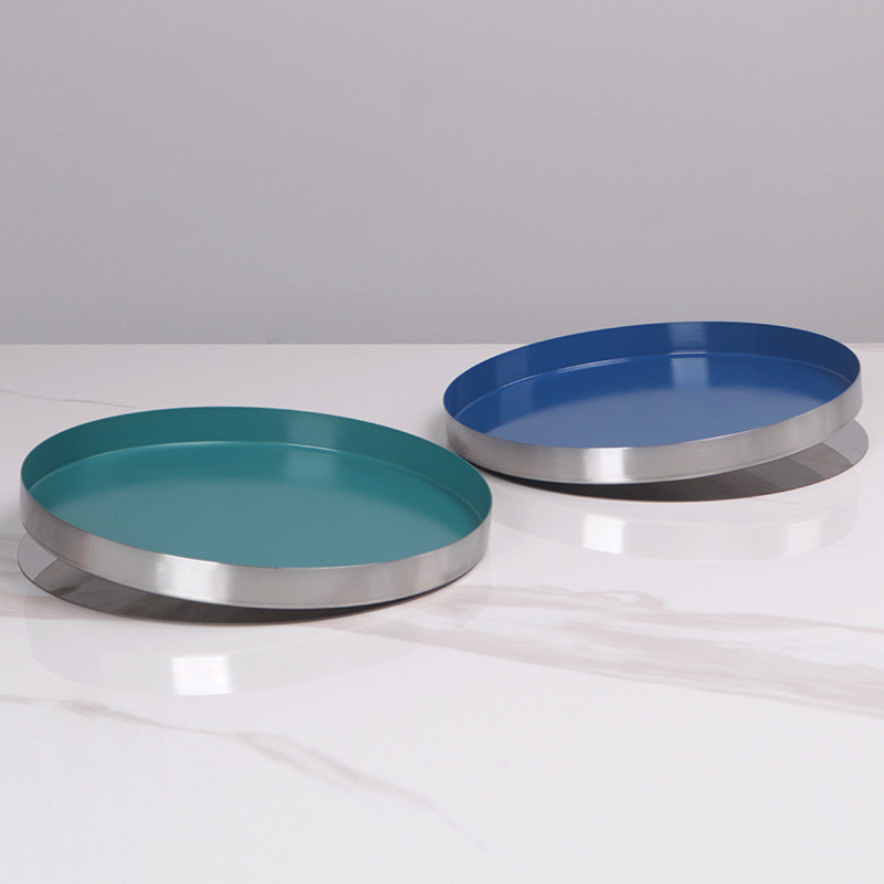 TAPE Nordic-style stainless steel jewelry tray, colorful, diagonally arranged, round metal tray, fruit platter, living r