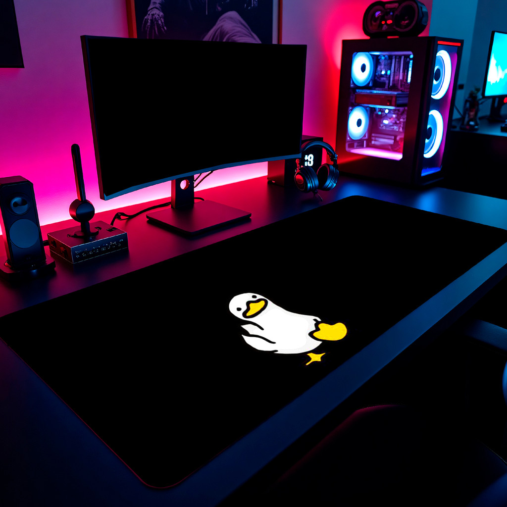 Mouse Pad Gamer Pato Meme Cute Funny Duck 65x30cm 80x40cm 90x50cm 120x60cm Borda Costurada