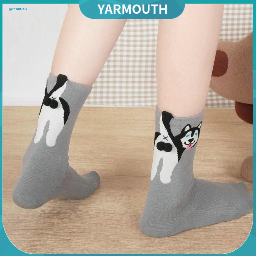 Women Dog Socks Novel Design Women’s Cute with 3d Fuzzy Balls – Funny Print Crew Cotton for Girls Lovers Soft Comfor