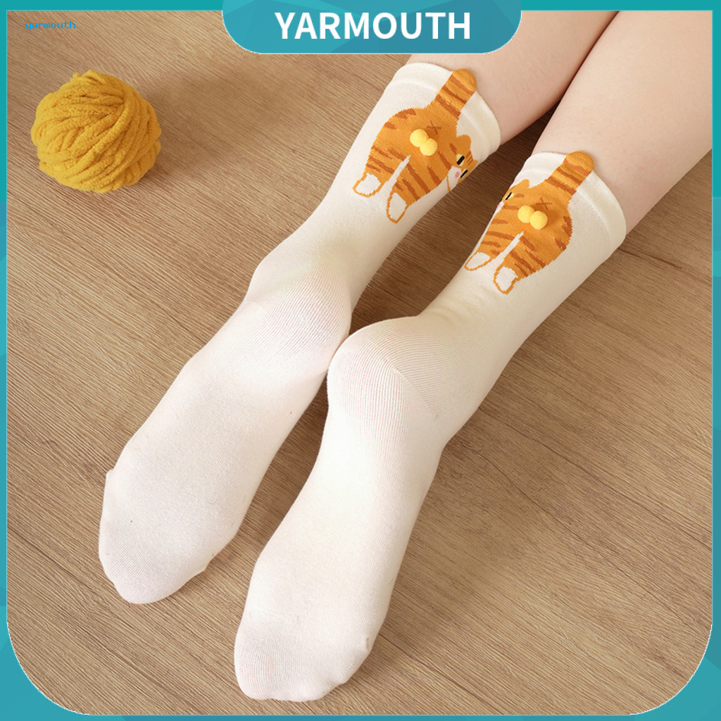 Women Cat Socks Quirky Fashion Cute for with 3d Fuzzy Balls – Soft Cotton Crew Funny Novelty Lover Gifts Comfortable a