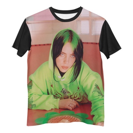 Camisa Camiseta Artista Billie Eilish Green Cowl Photo G1304