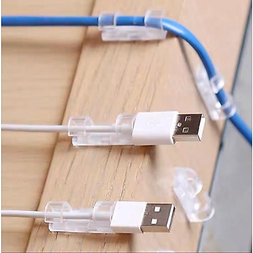 KIT 40 CLIPS ORGANIZADOR FIXADOR ADESIVO DE CABOS FIOS MESA PAREDE