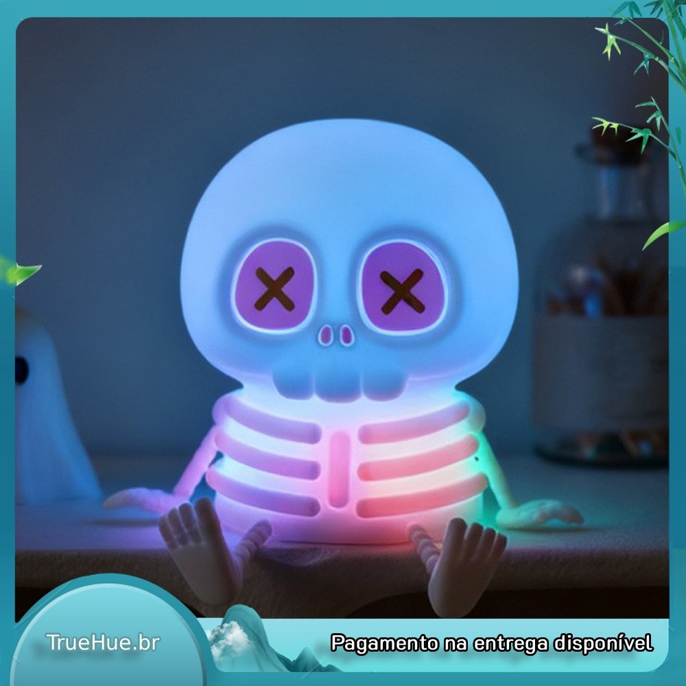 Halloween Caveira Mood Light RGB Lâmpada De Toque Com Mudança De Cor 18 LED Decoração De Luz Noturna